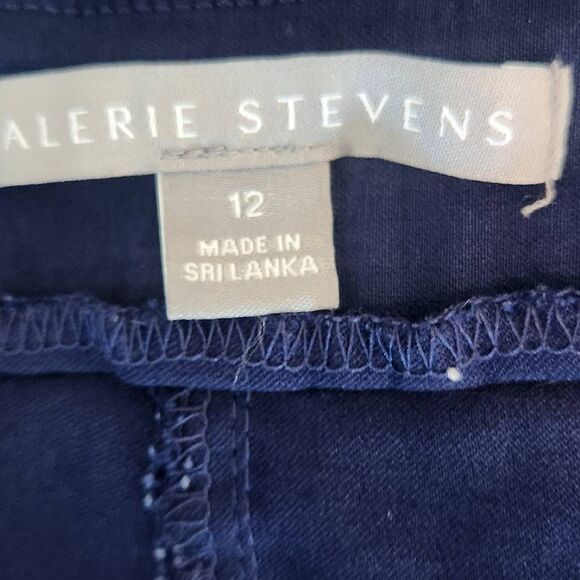 Valerie Stevens Navy Fitted Ankle Pull-on Pants Size 12 Preppy Navy Ankle Pants - Picture 6 of 8